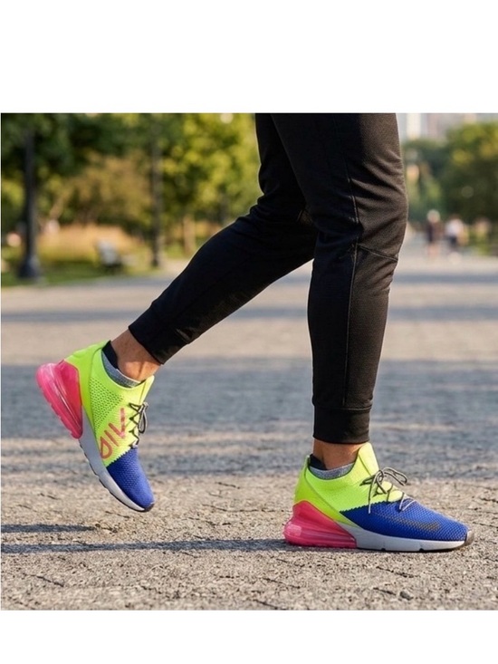 Nike Air Max 270 Flyknit Regency Purple Volt Ao1023-501 Tennies Shoes Mens Sz 10